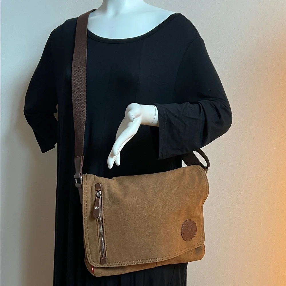 Augur Canvas Messenger Bag with leather accents rugged casual